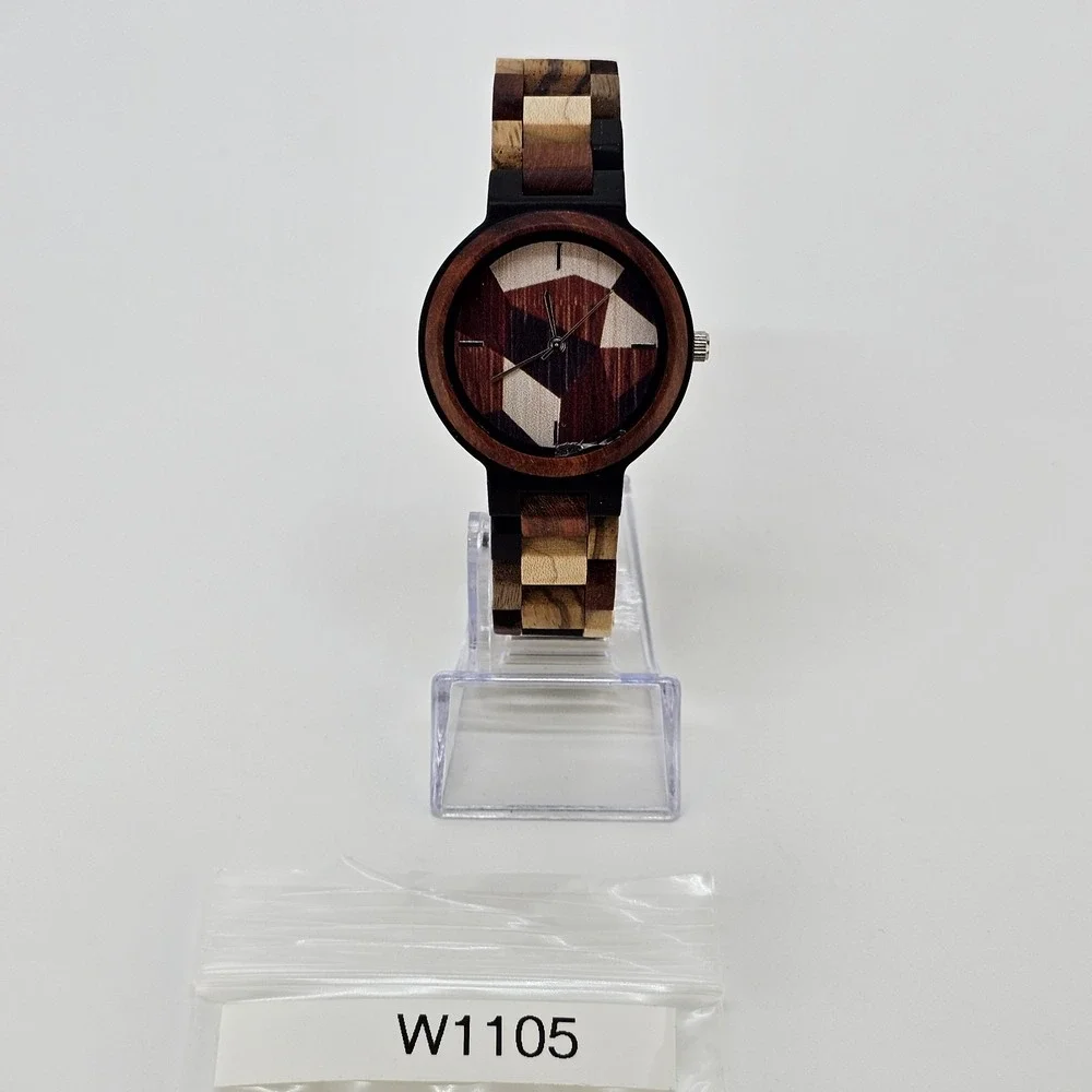 Men's Analog Wood Watch 40MM Multicolor Dial Bracelet Band 7